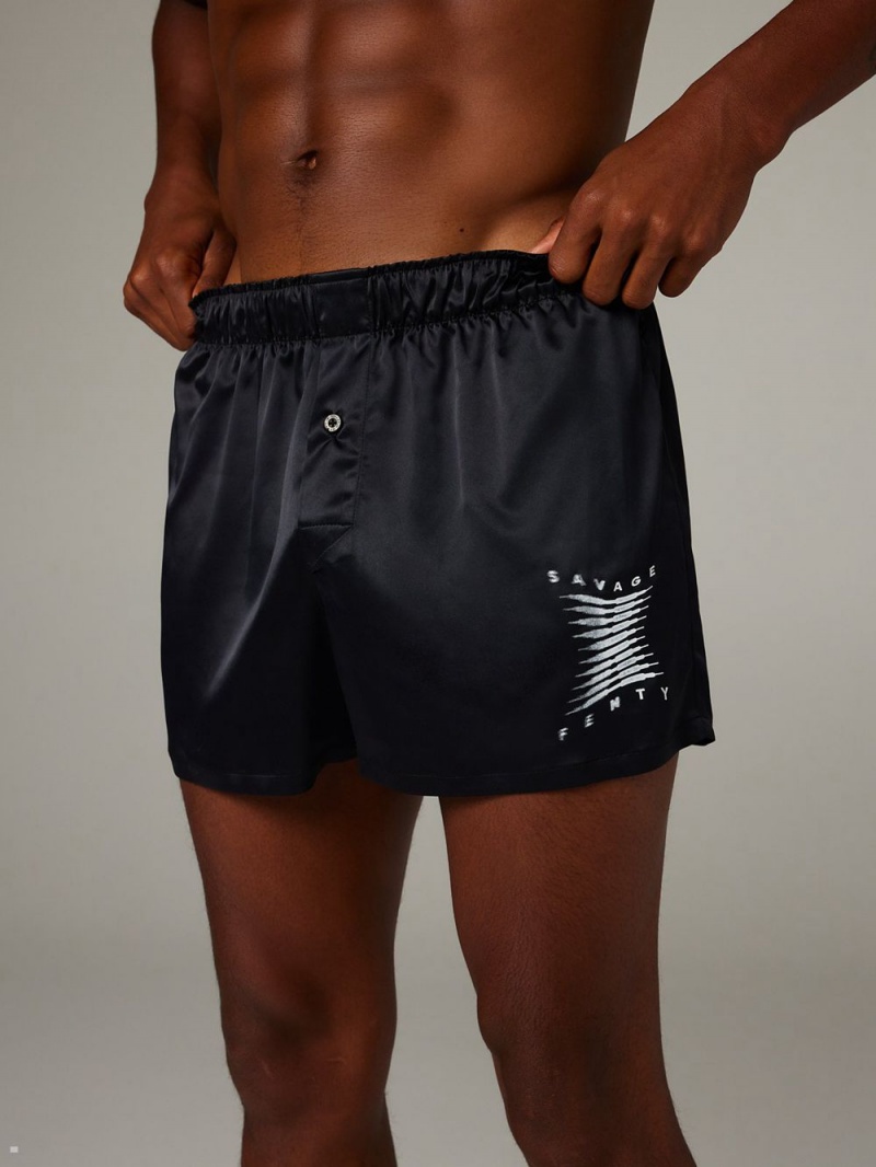 Black Savage X Fenty Bed Of Dreams Satin Boxers Men\'s Shorts | ZJEOFH460