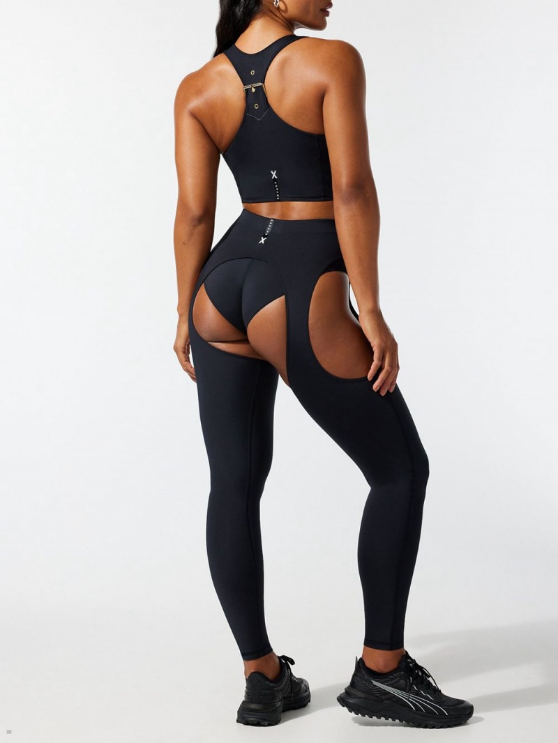 Black Savage X Fenty Body Flaunt Buckle Garter Women's Leggings | ZYOCKP517