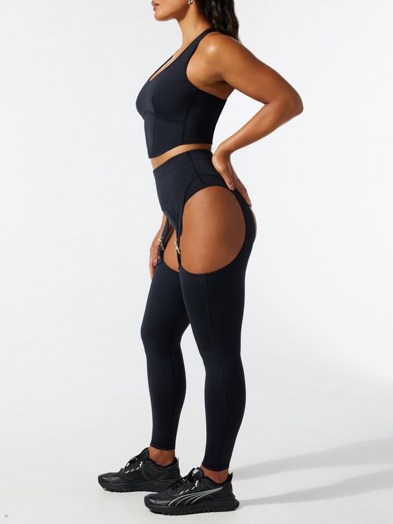 Black Savage X Fenty Body Flaunt Buckle Garter Women's Leggings | ZYOCKP517