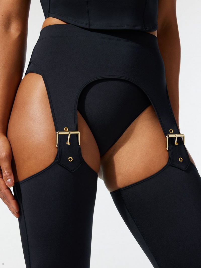 Black Savage X Fenty Body Flaunt Buckle Garter Women's Leggings | ZYOCKP517