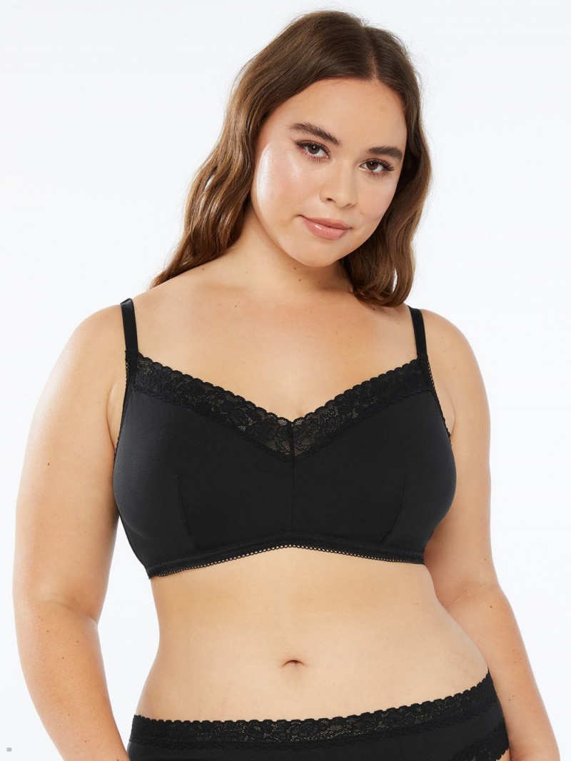 Black Savage X Fenty Cotton Essentials Lace-Trim Women\'s Bralettes | QCTXSF182