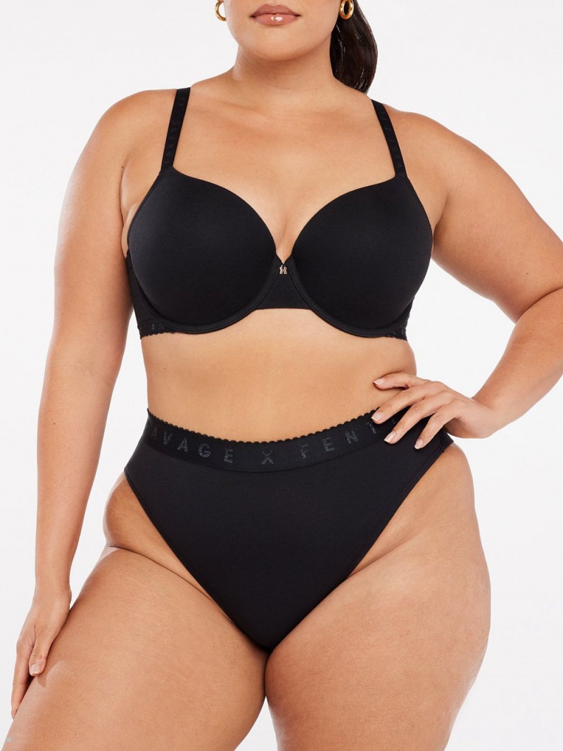 Black Savage X Fenty Cotton High-Leg Women's Bikini Panty | RUXKDB397