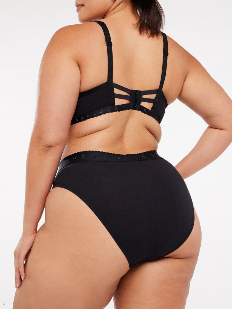 Black Savage X Fenty Cotton High-Leg Women's Bikini Panty | RUXKDB397