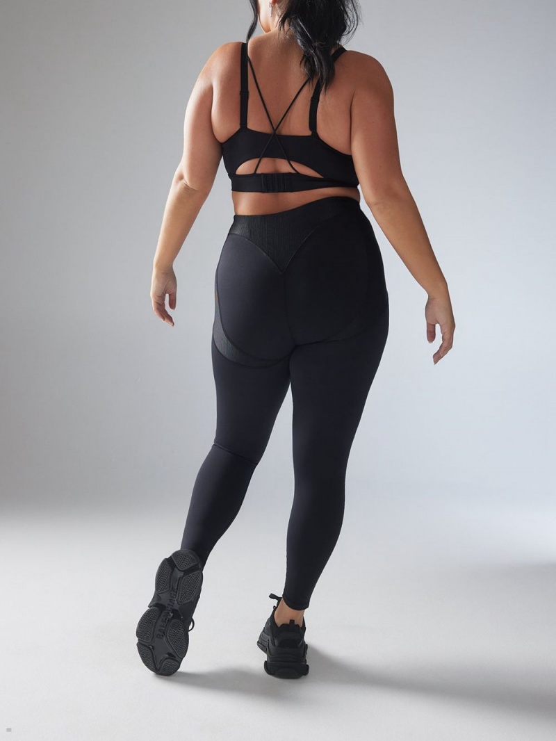 Black Savage X Fenty Curve Alert High-Waist Rib Women's Leggings | UZEYOD798