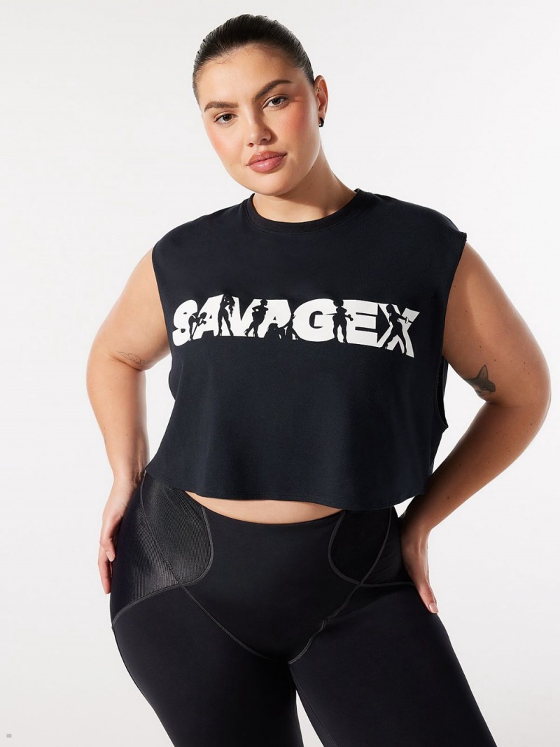 Black Savage X Fenty Flex On U Cropped Muscle Tee Women\'s Tops | EBMNOV379