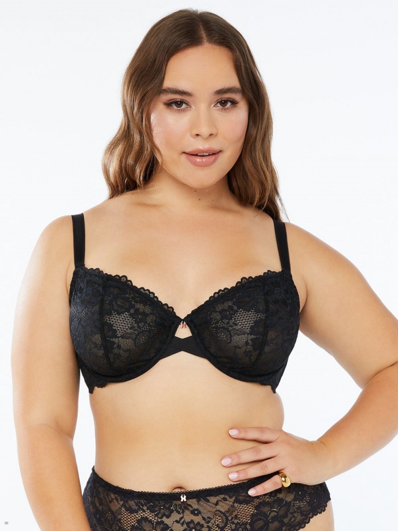 Black Savage X Fenty Floral Lace Women\'s Unlined Bra | OZEXLF657