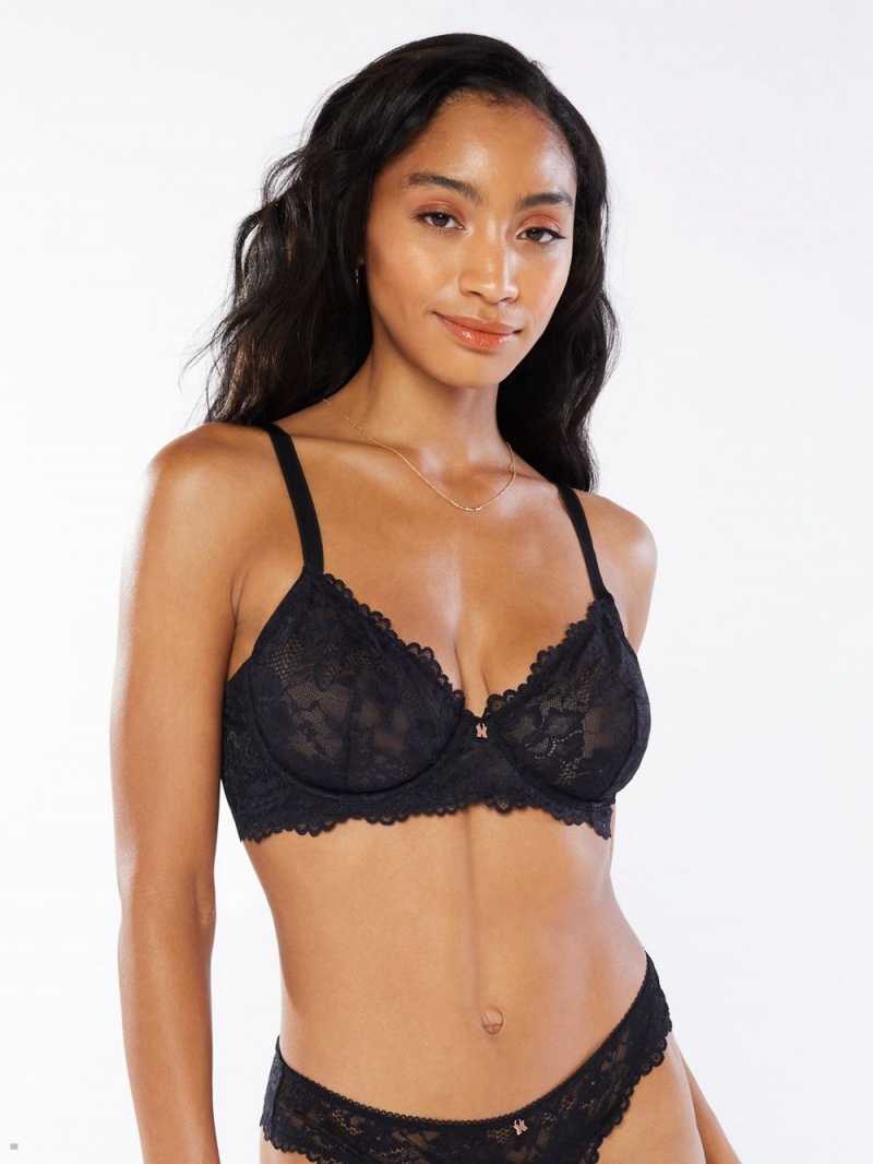 Black Savage X Fenty Floral Lace Women's Unlined Bra | SRKWDM132