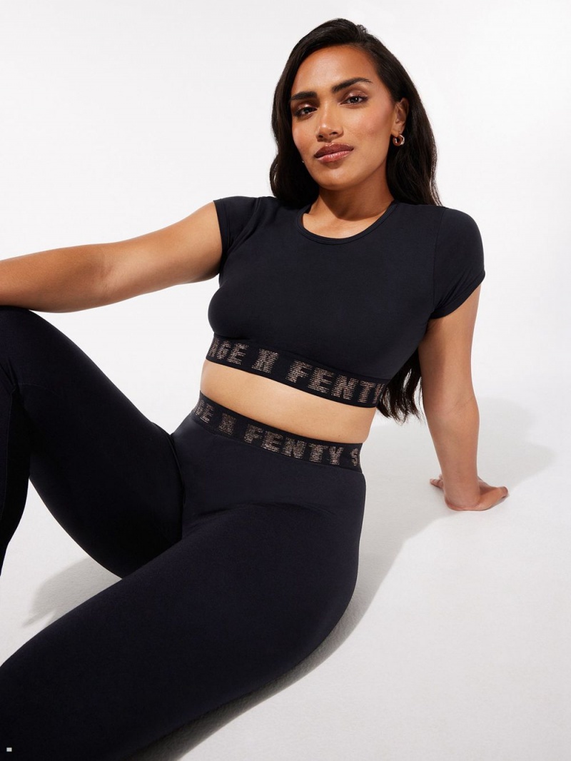 Black Savage X Fenty Forever Savage Crop Women\'s Tops | FYOSNZ498