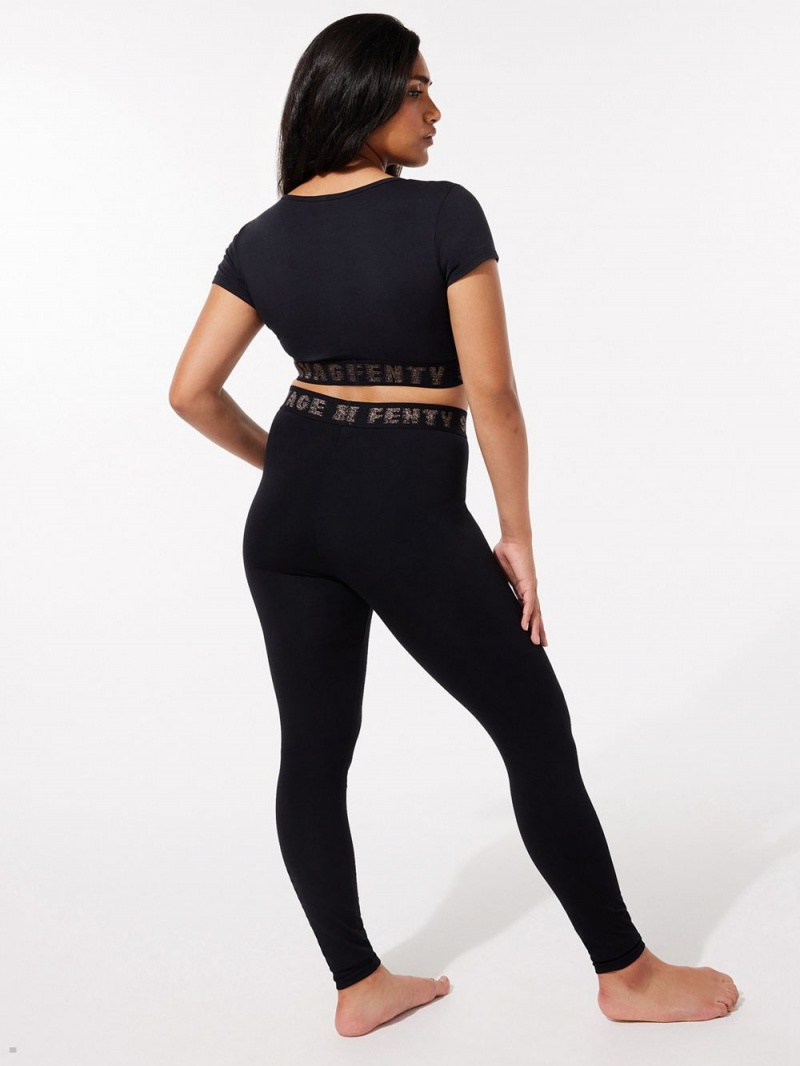 Black Savage X Fenty Forever Savage Jersey Women's Leggings | IJMBWK804