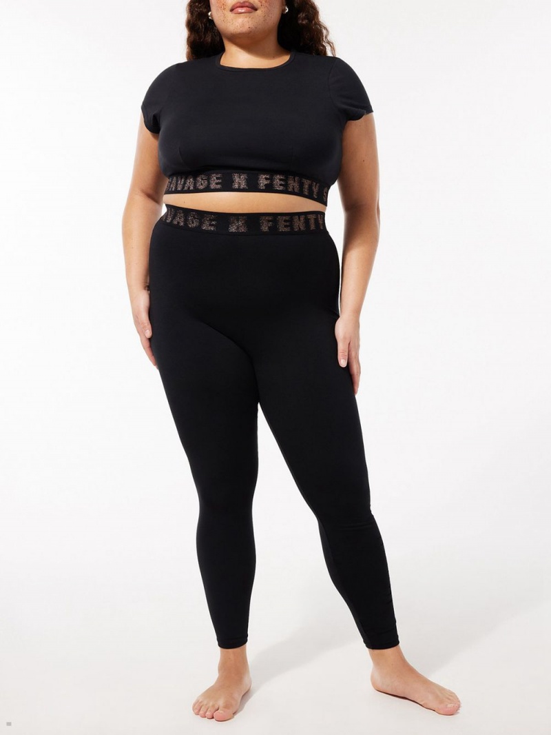 Black Savage X Fenty Forever Savage Jersey Women's Leggings | AYIKQX801