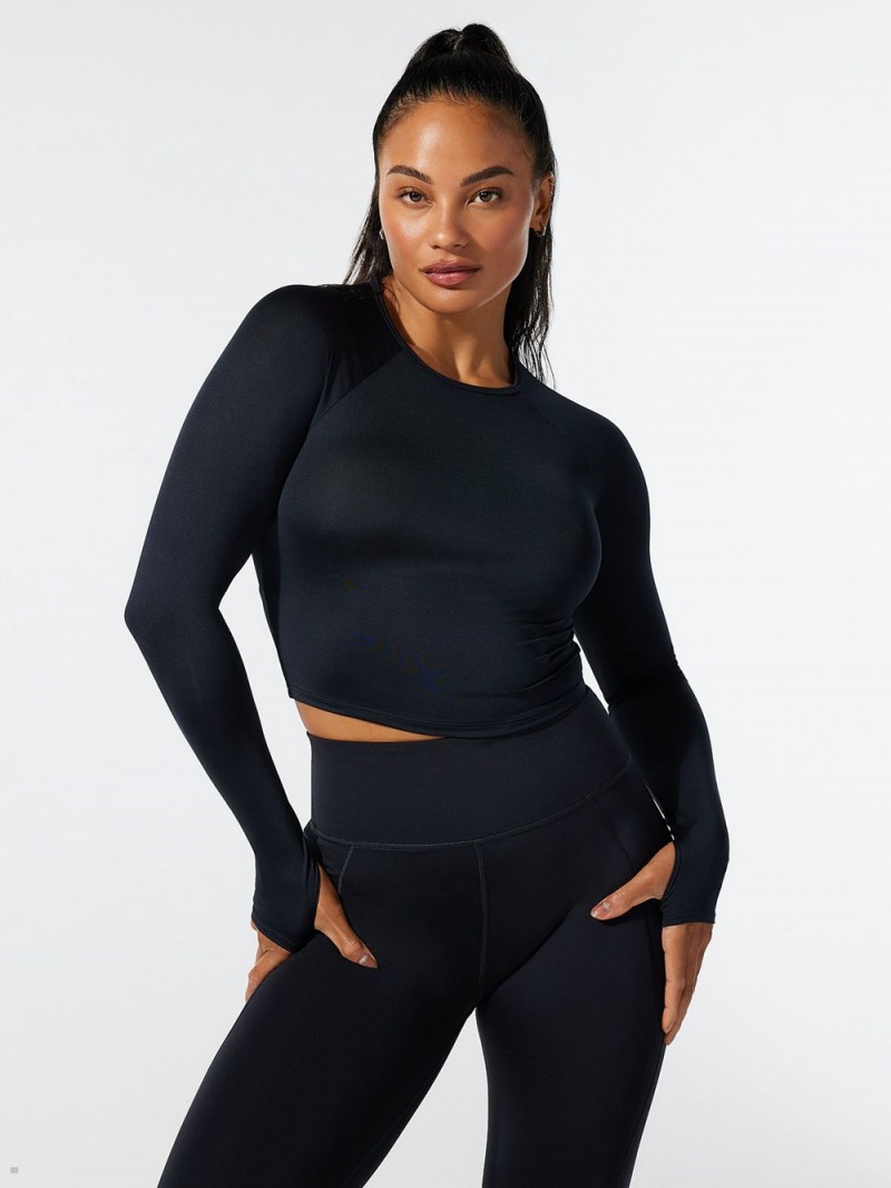 Black Savage X Fenty Lace Up Open-Back Long-Sleeve Women's Tops | ULFCQJ601