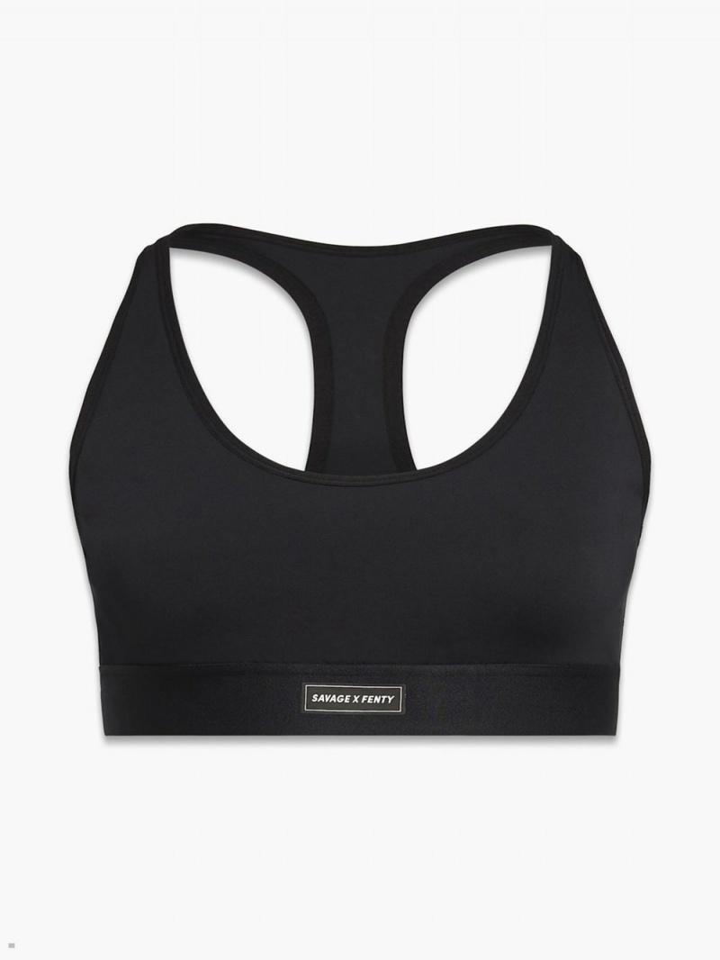 Black Savage X Fenty Lineup Low-Impact Women's Sports Bra | KFQXEN352