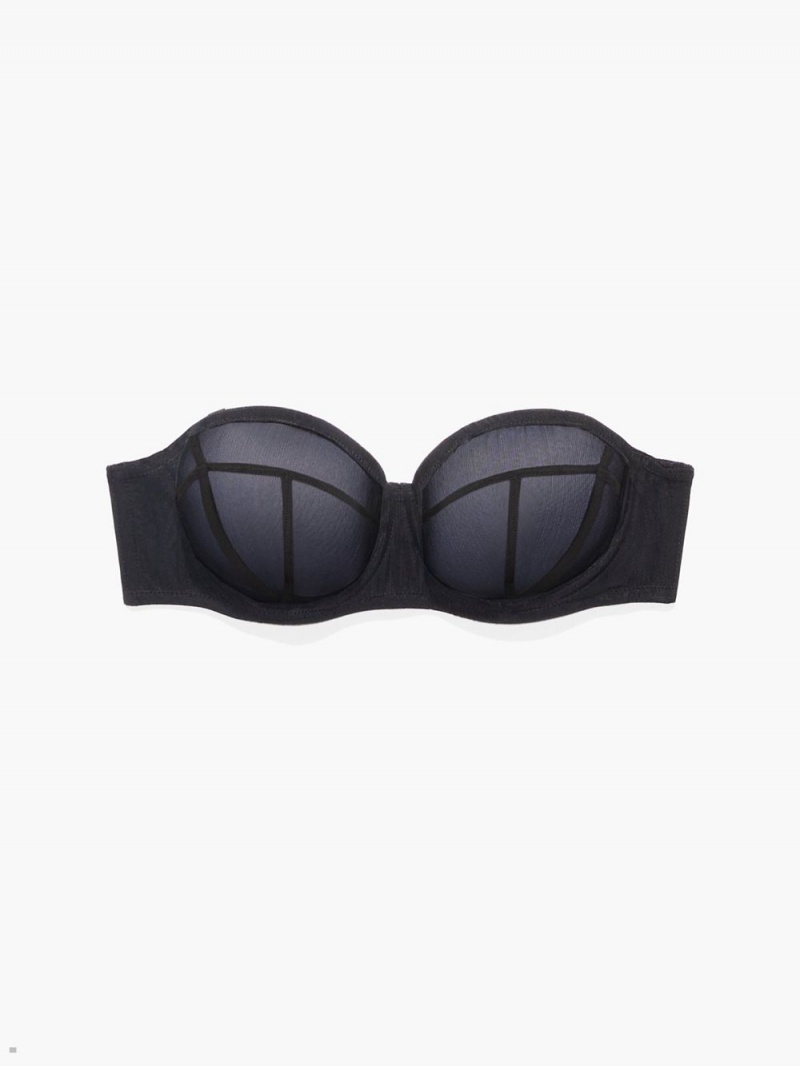 Black Savage X Fenty Mesh Women's Strapless Bra | DPYURS089