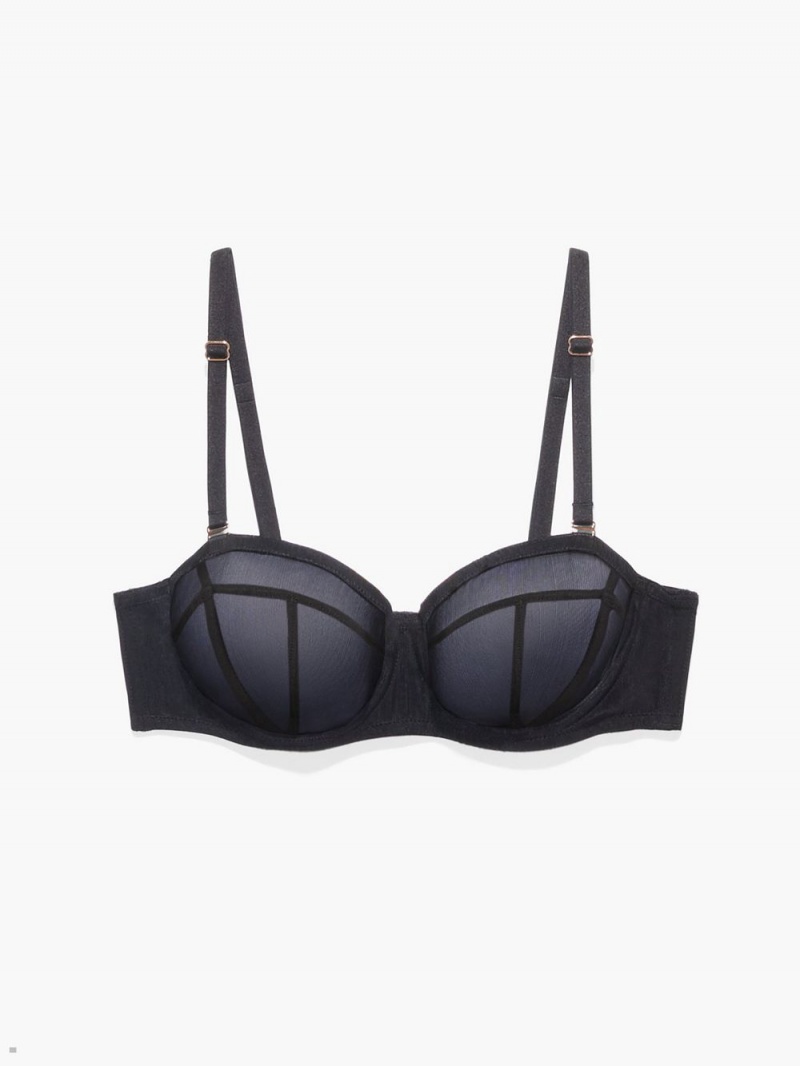 Black Savage X Fenty Mesh Women's Strapless Bra | DPYURS089