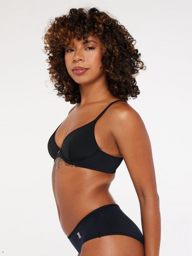 Black Savage X Fenty New Microfiber Plunge Women's Unlined Bra | VAFNYC275