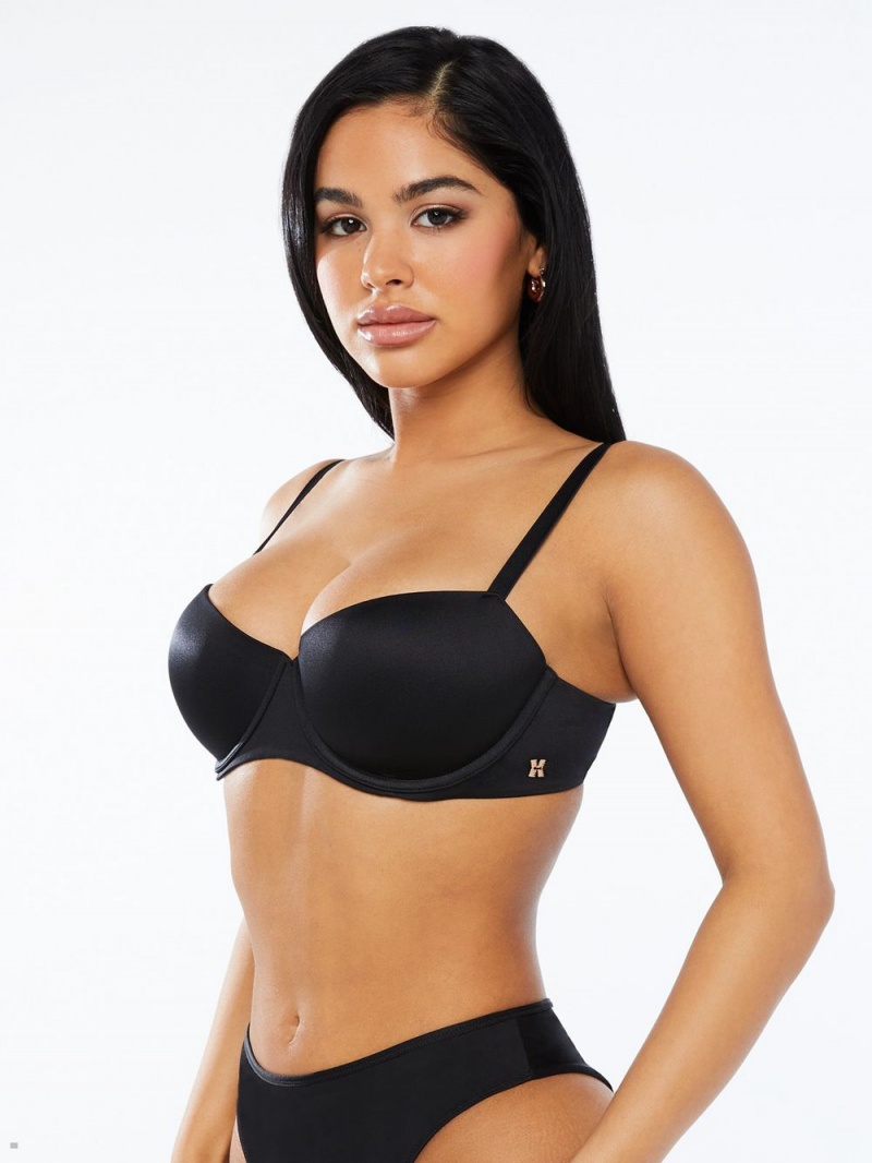 Black Savage X Fenty Not Sorry Microfiber Low-Cut Women's Balconette Bra | RTZWPU850