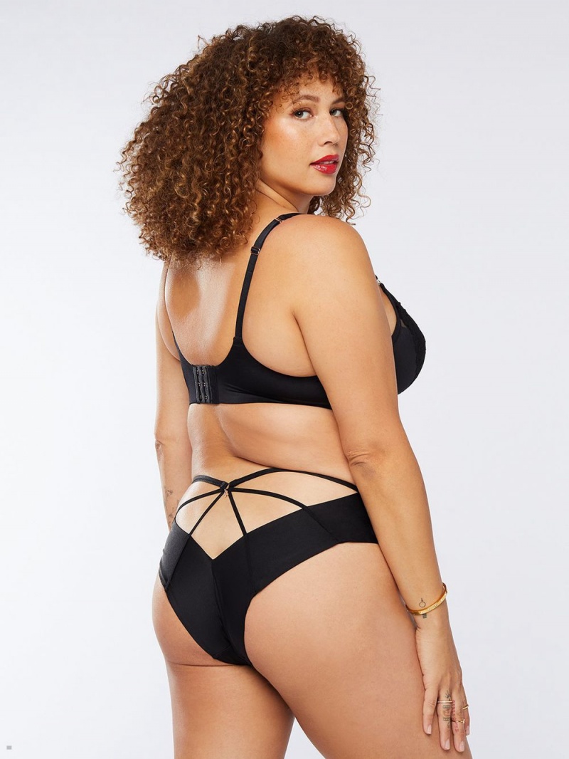 Black Savage X Fenty Not Sorry Open Back Strappy Women\'s Brazilian Panty | NEVADW795