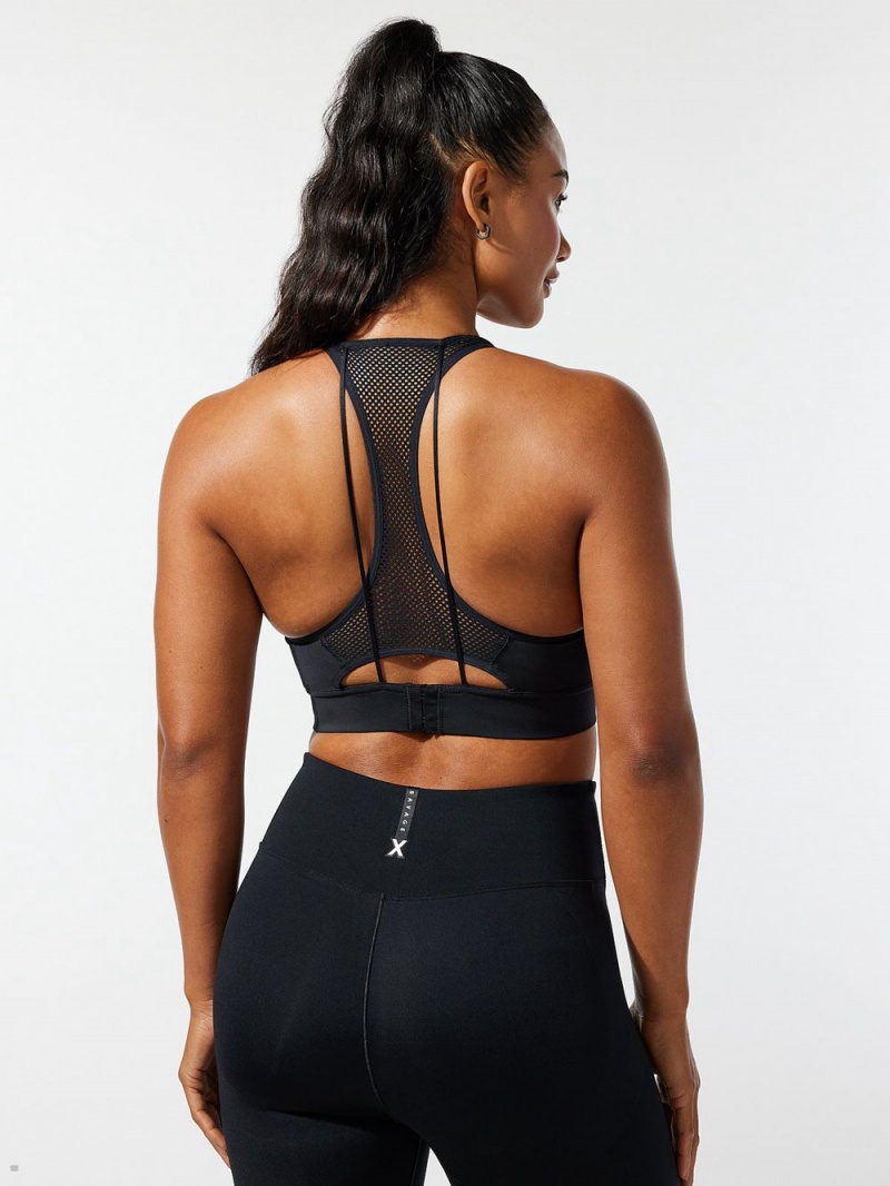 Black Savage X Fenty Racer X Medium-Impact Women's Sports Bra | FWTZLA673