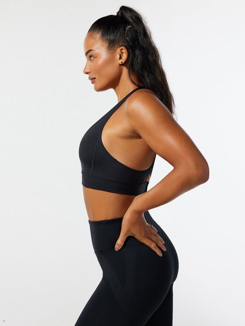 Black Savage X Fenty Racer X Medium-Impact Women's Sports Bra | FWTZLA673