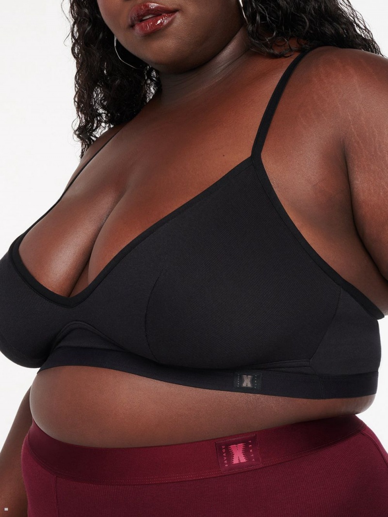 Black Savage X Fenty Rib Xssentials Unlined Women's Bralettes | VQWEAR486