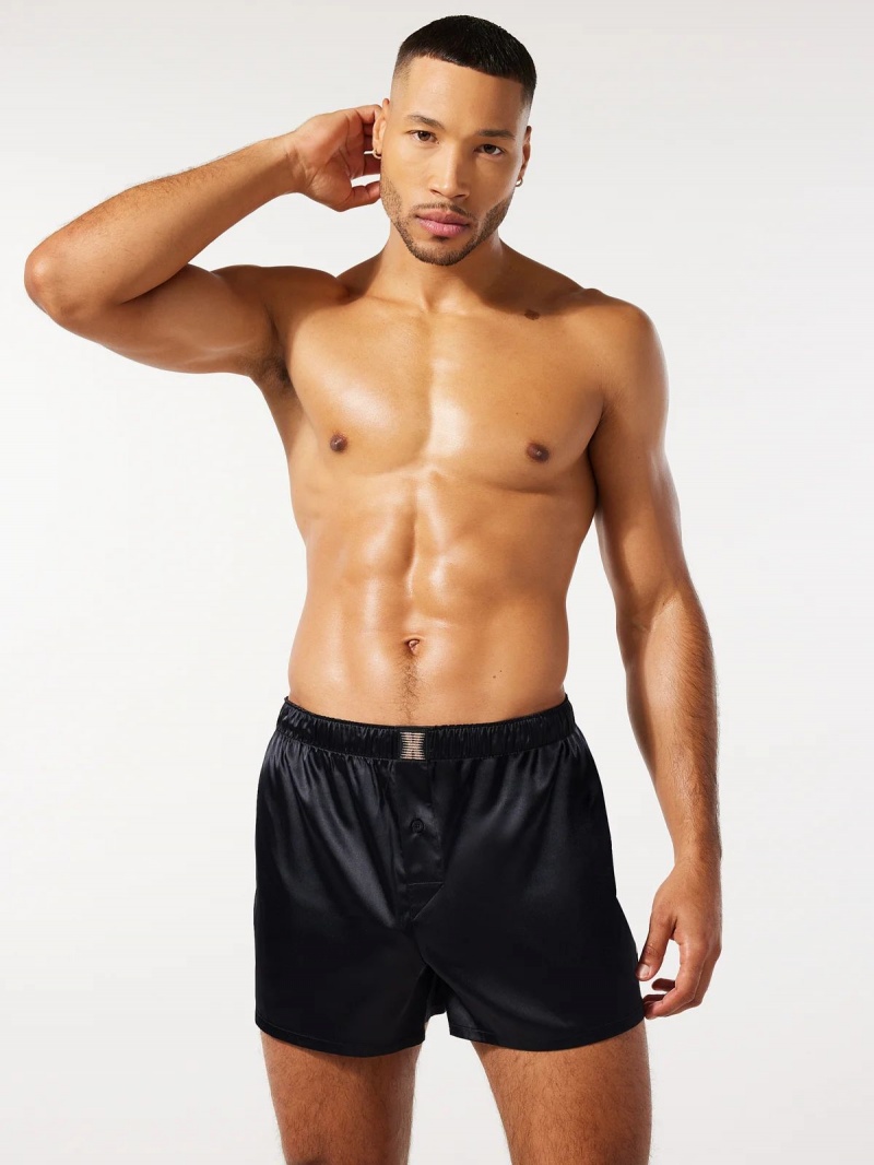 Black Savage X Fenty Satin Boxers Men's Shorts | PLXDWC345