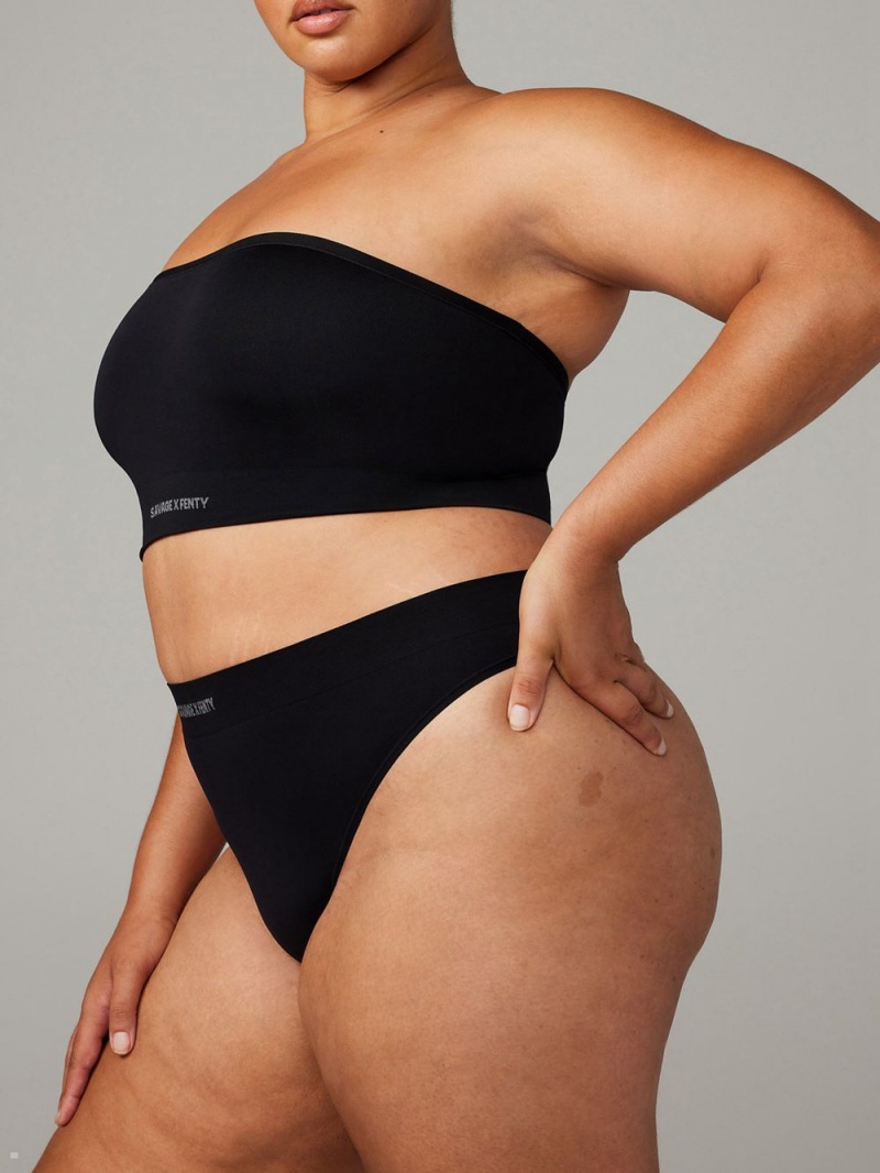 Black Savage X Fenty Seamless High-Waist Women's Thong Panty | HNZQLC749