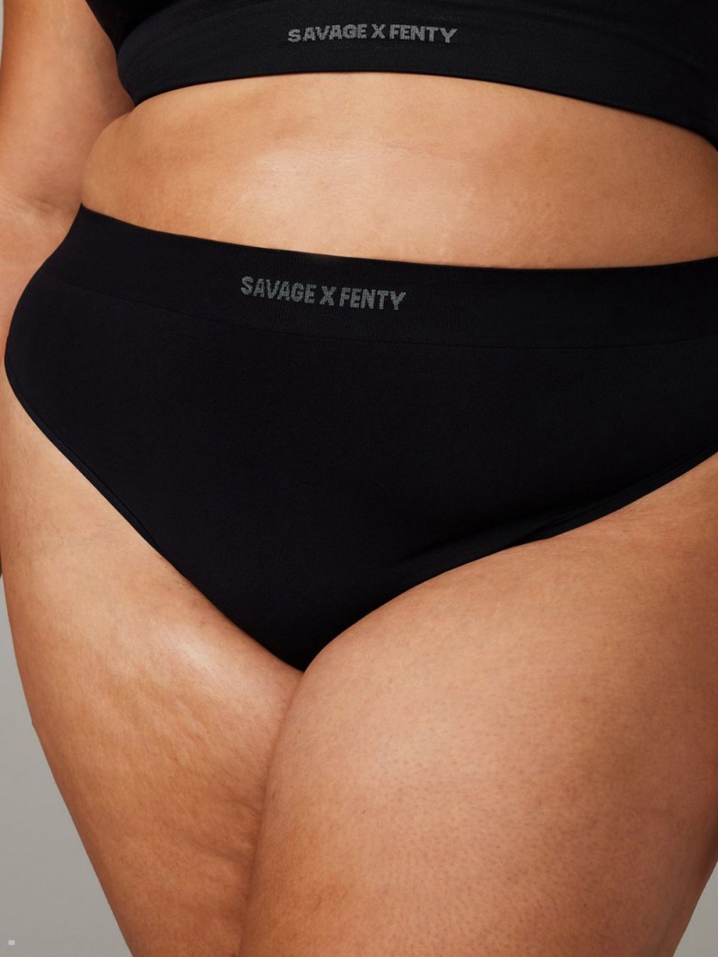 Black Savage X Fenty Seamless High-Waist Women's Thong Panty | HNZQLC749