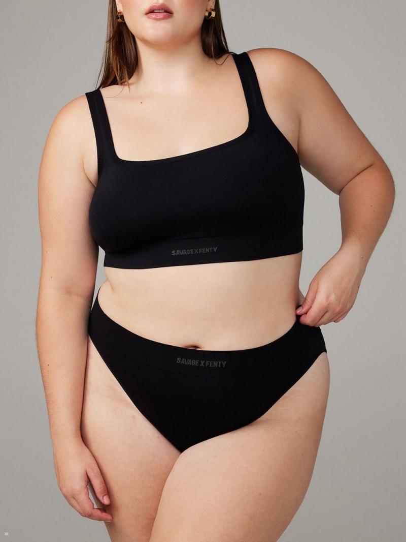 Black Savage X Fenty Seamless High-Waist Women's Bikini Panty | RUJNSX926