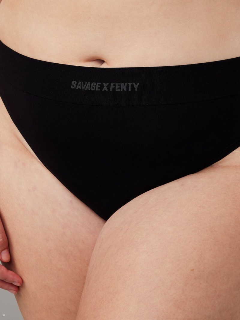 Black Savage X Fenty Seamless High-Waist Women's Bikini Panty | RUJNSX926