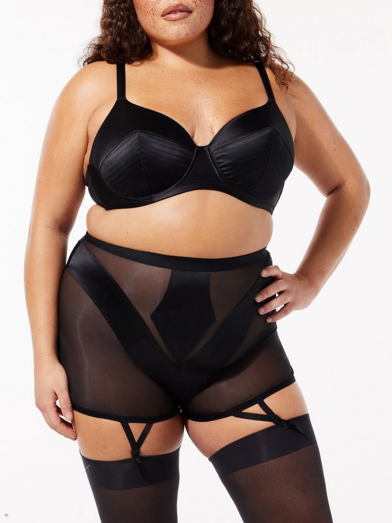 Black Savage X Fenty Sexties Garter Women's Bikini Panty | IMUPDV493