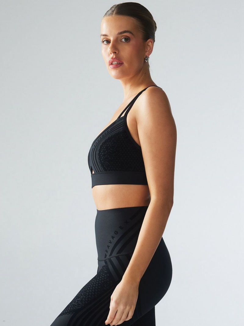 Black Savage X Fenty Special Fx Low-Impact Women's Sports Bra | INKUWZ239