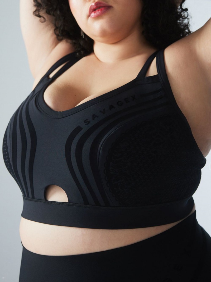 Black Savage X Fenty Special Fx Low-Impact Women's Sports Bra | RWKLHX846