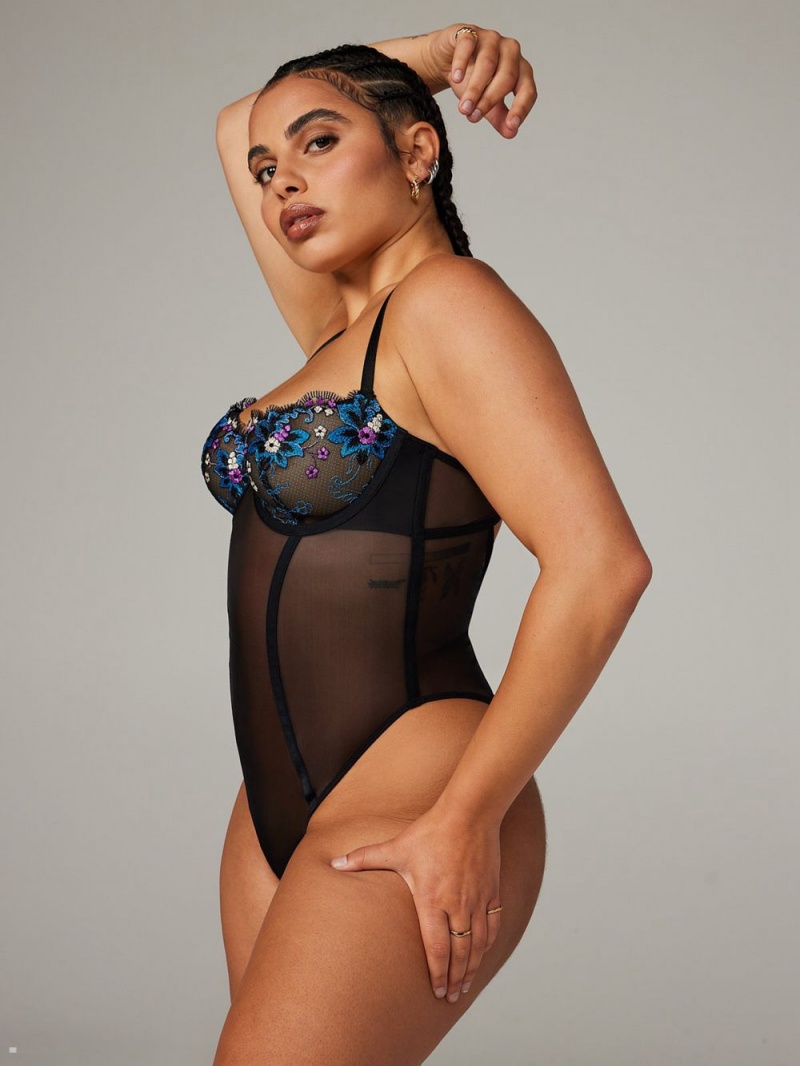 Black Savage X Fenty Wallflower Underwire Teddy Women's Lingerie | LZDREK391