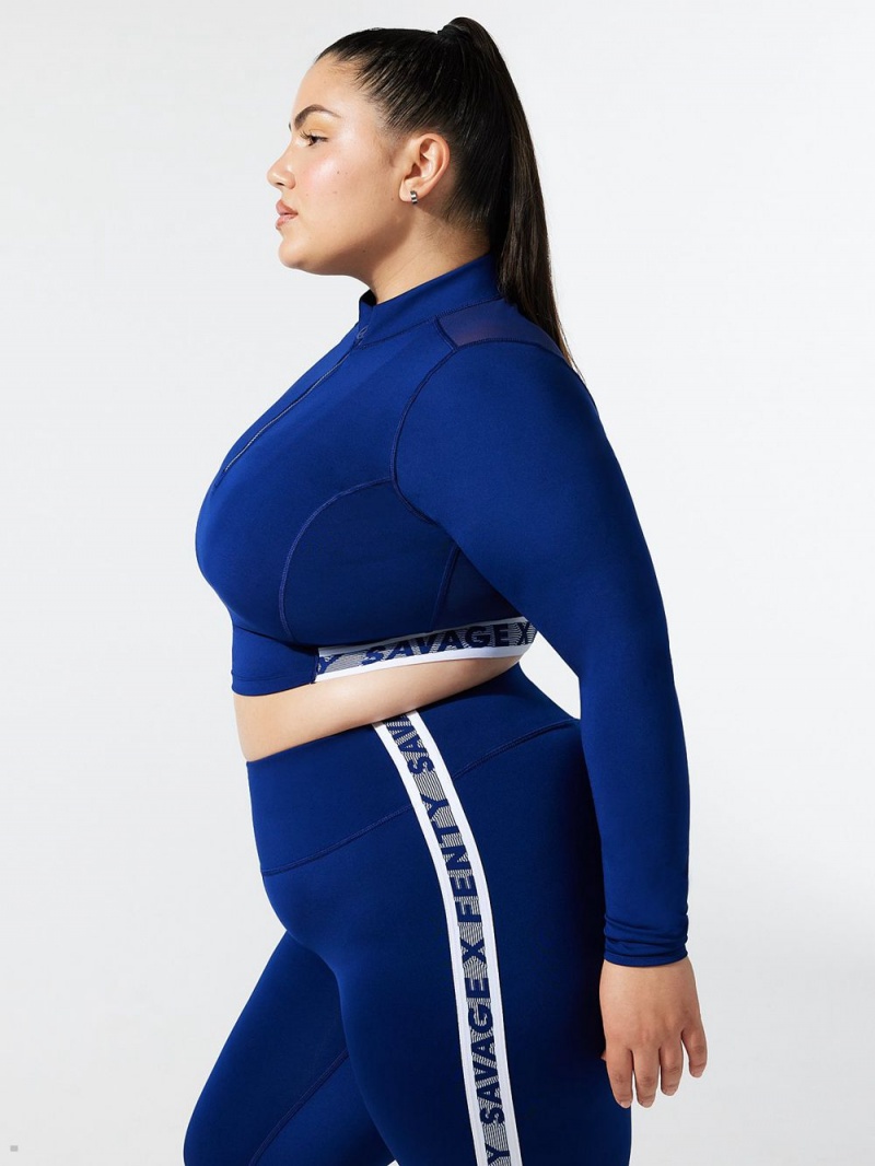 Blue Savage X Fenty Main Player Half-Zip Women's Tops | QKTMSB627