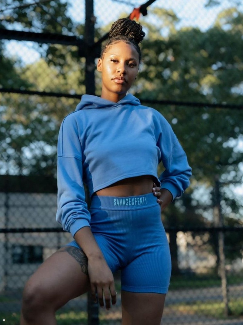 Blue Savage X Fenty Xssential Terry Scope Logo Cropped Women's Hoodie | YTSVQI759