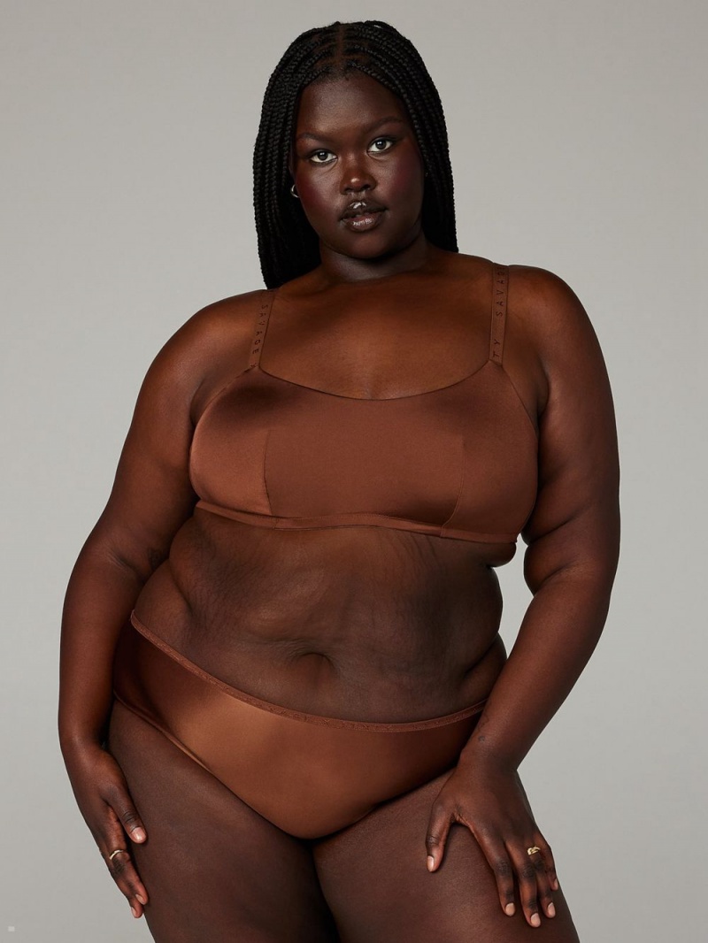 Brown Savage X Fenty New Microfiber Unlined Women's Bralettes | LGYVMU974