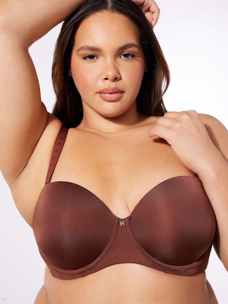 Brown Savage X Fenty New Microfiber Women's Strapless Bra | KNBJWH643