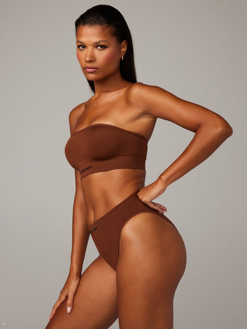 Brown Savage X Fenty Seamless Bandeau Women's Bralettes | GRIULB408