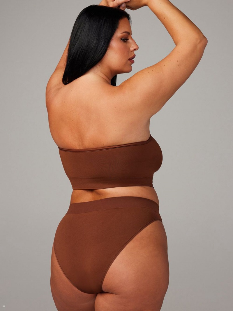 Brown Savage X Fenty Seamless Bandeau Women's Bralettes | HZTGDW841