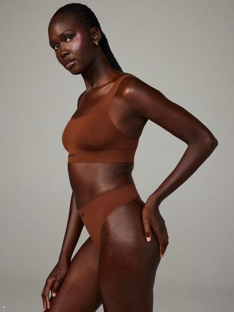 Brown Savage X Fenty Seamless Scoop-Neck Women's Bralettes | NIMCZB468