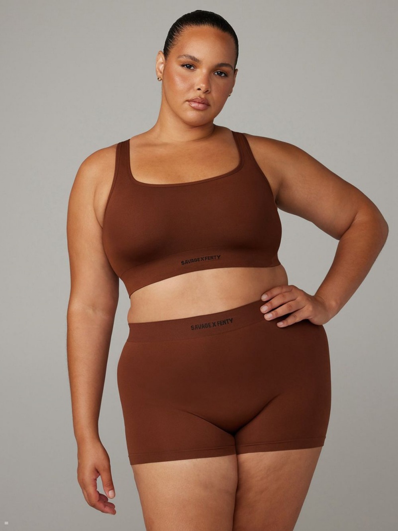 Brown Savage X Fenty Seamless Scoop-Neck Women's Bralettes | XKBGFA294