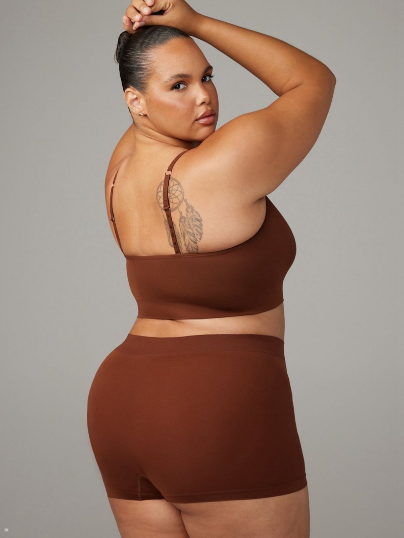 Brown Savage X Fenty Seamless Scoop-Neck Women's Bralettes | XKBGFA294