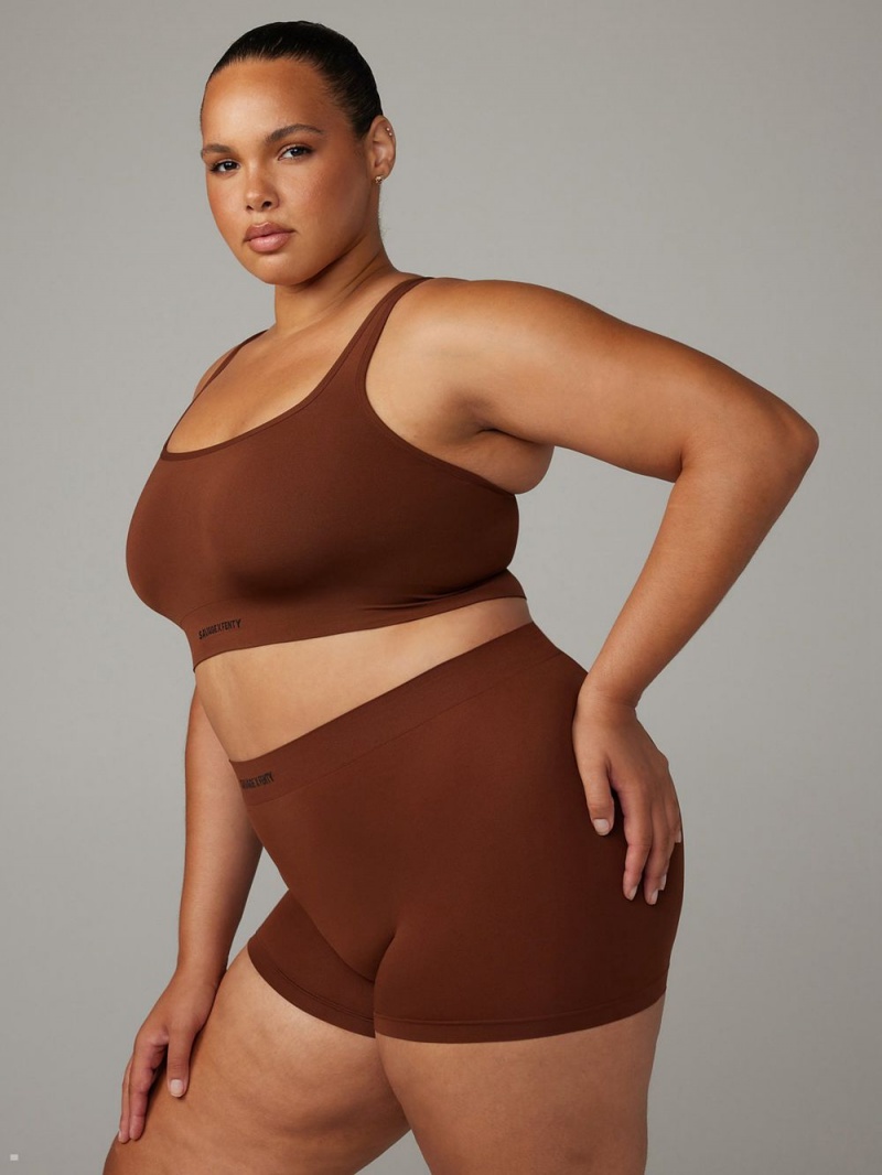 Brown Savage X Fenty Seamless Scoop-Neck Women's Bralettes | XKBGFA294