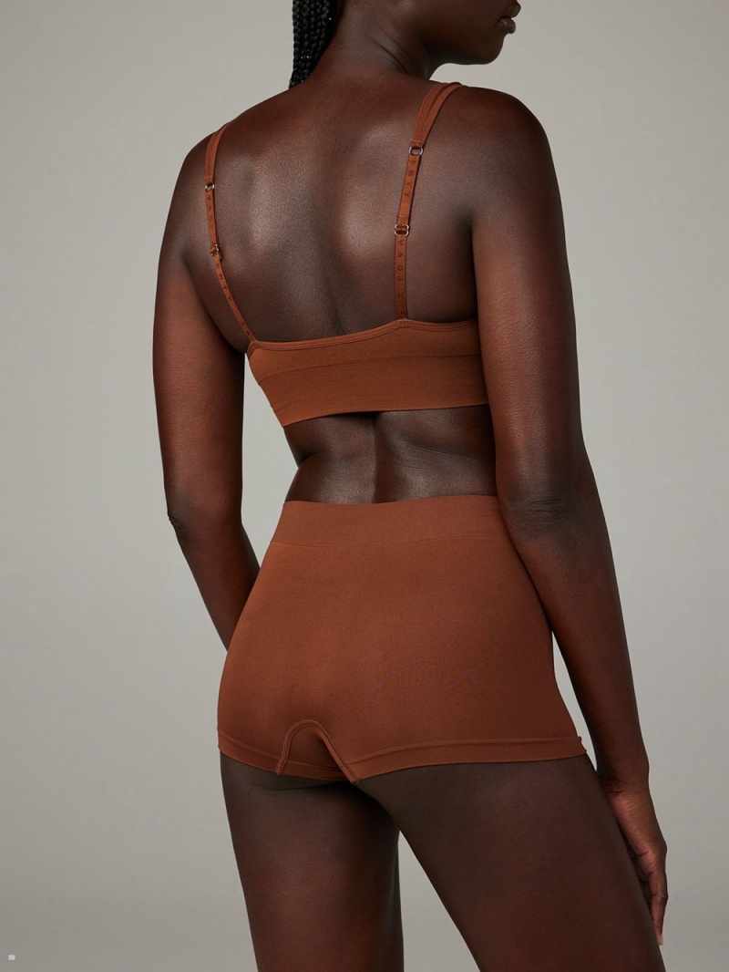 Brown Savage X Fenty Seamless Women's Boy Shorts | BHOKNE467