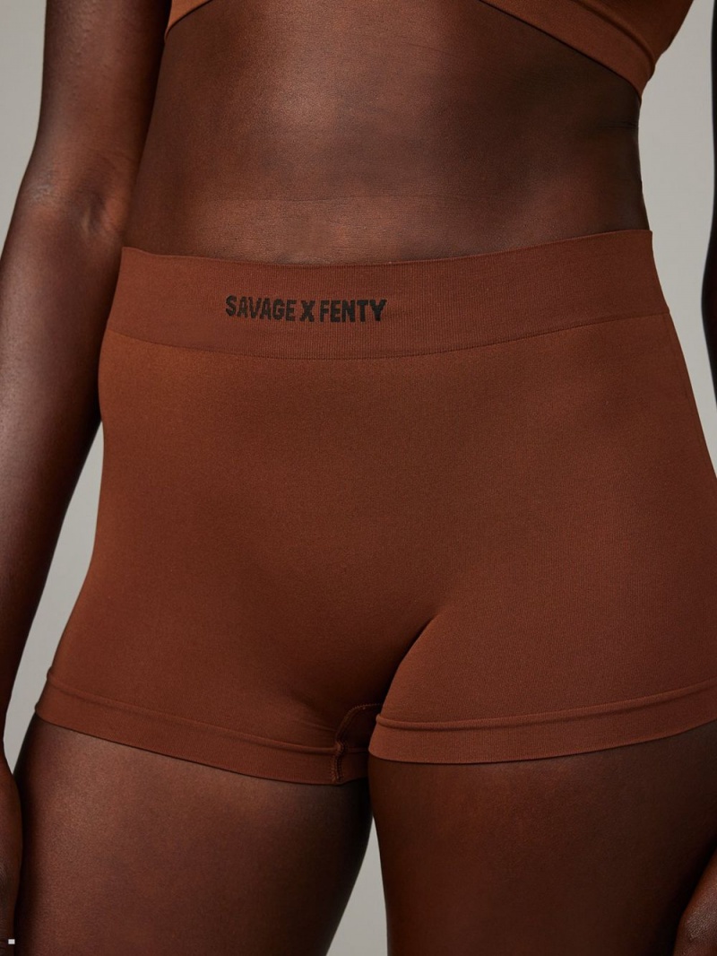 Brown Savage X Fenty Seamless Women's Boy Shorts | BHOKNE467