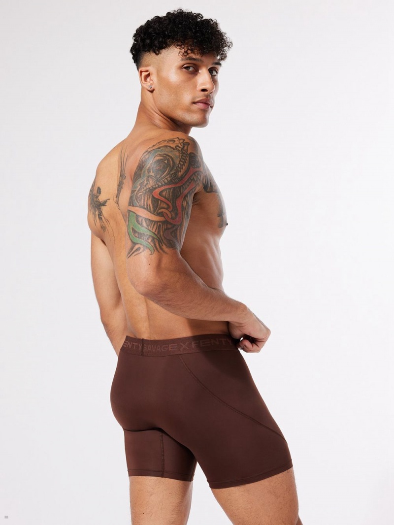 Brown Savage X Fenty Shadow Fit Boxer Men's Briefs | QCENBL719