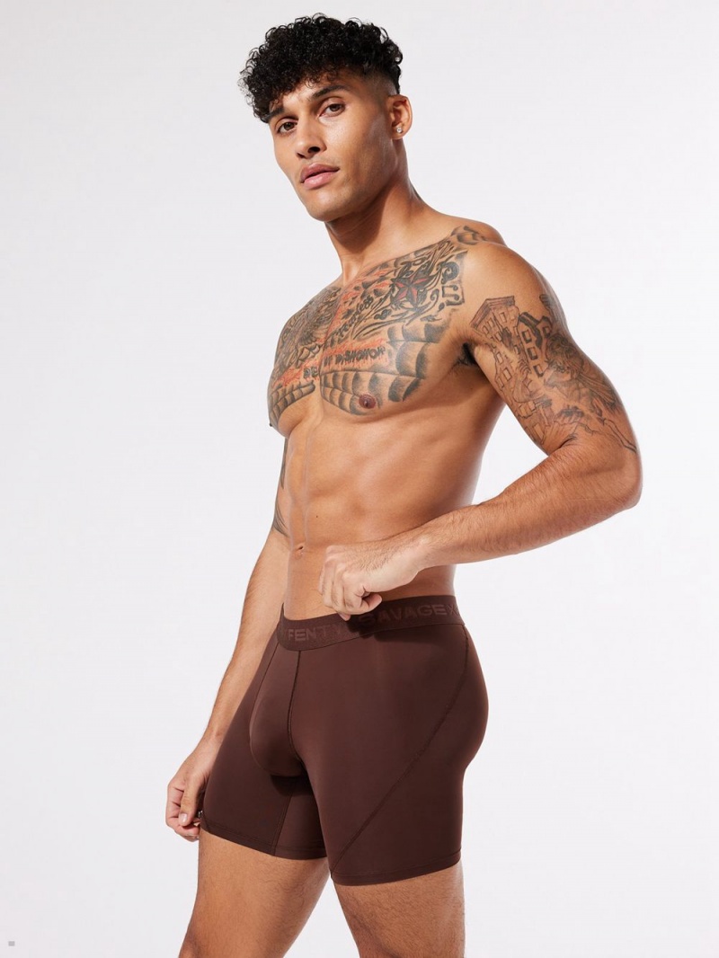 Brown Savage X Fenty Shadow Fit Boxer Men's Briefs | QCENBL719