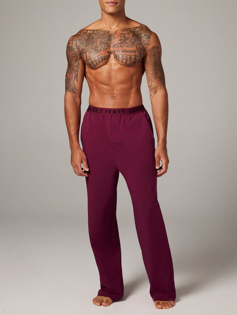 Burgundy Savage X Fenty French Terry Sleep Men's Pants | XDJCBH751