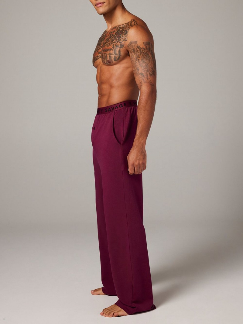 Burgundy Savage X Fenty French Terry Sleep Men's Pants | XDJCBH751