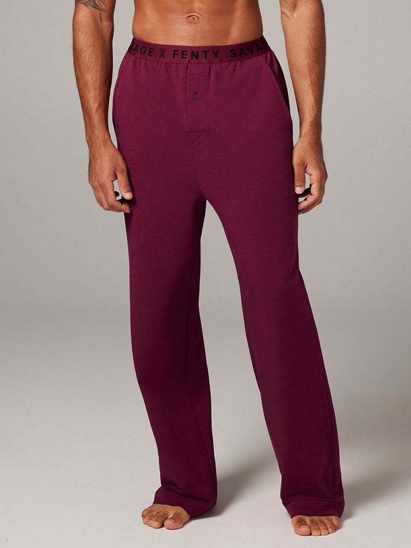 Burgundy Savage X Fenty French Terry Sleep Men\'s Pants | XDJCBH751